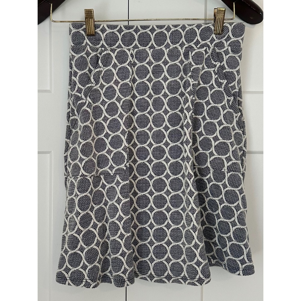 Gilli Womens Navy White Geometric Chain Link Knit Mini Skirt‎ with Pockets Small